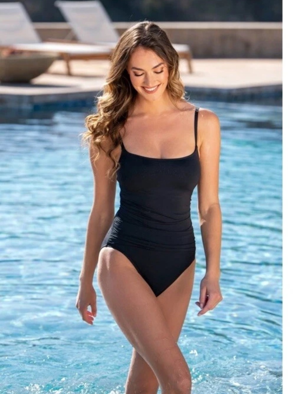 La Blanca Island Goddess One‑Piece Swimsuit Black 12 NWT $89
